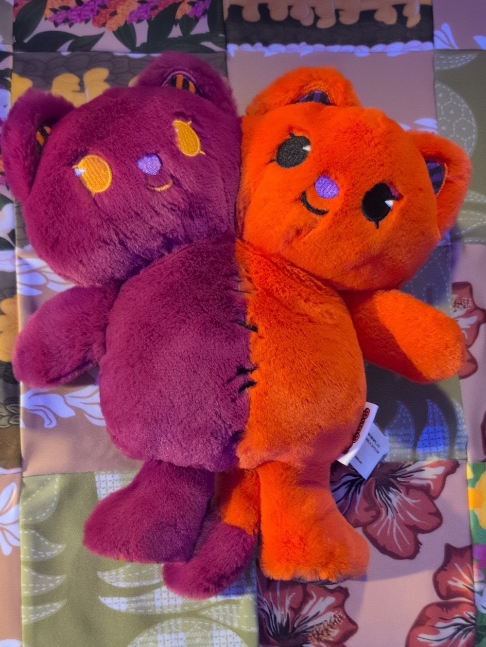 Plush Two-Tone Split Kittys Plush Toy - Purple & Orange